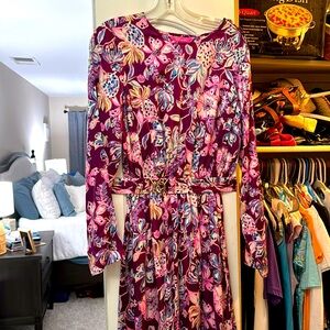 Lilly Pulitzer Leolynn Long Sleeve Dress with belt Amarena Cherry NWT